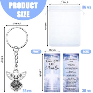 Nosiny 108 Pieces Funeral Favors Thank You Set Includes 36 Angel Keychains 36 Organza Bags 36 Miss Me But Let Me Go Prayer Cards Angel Charm Guest Gift for Celebration of Life Funeral Memorial Party