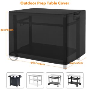 Onlyfire Outdoor Prep Table Cover for Royal Gourmet Movable Dining Cart Table, Heavy Duty Waterproof BBQ Cart Cover for 40 inch Worktable, Outdoor Pizza Oven Table Cart Cover, 40 x 24 x 32 Inch