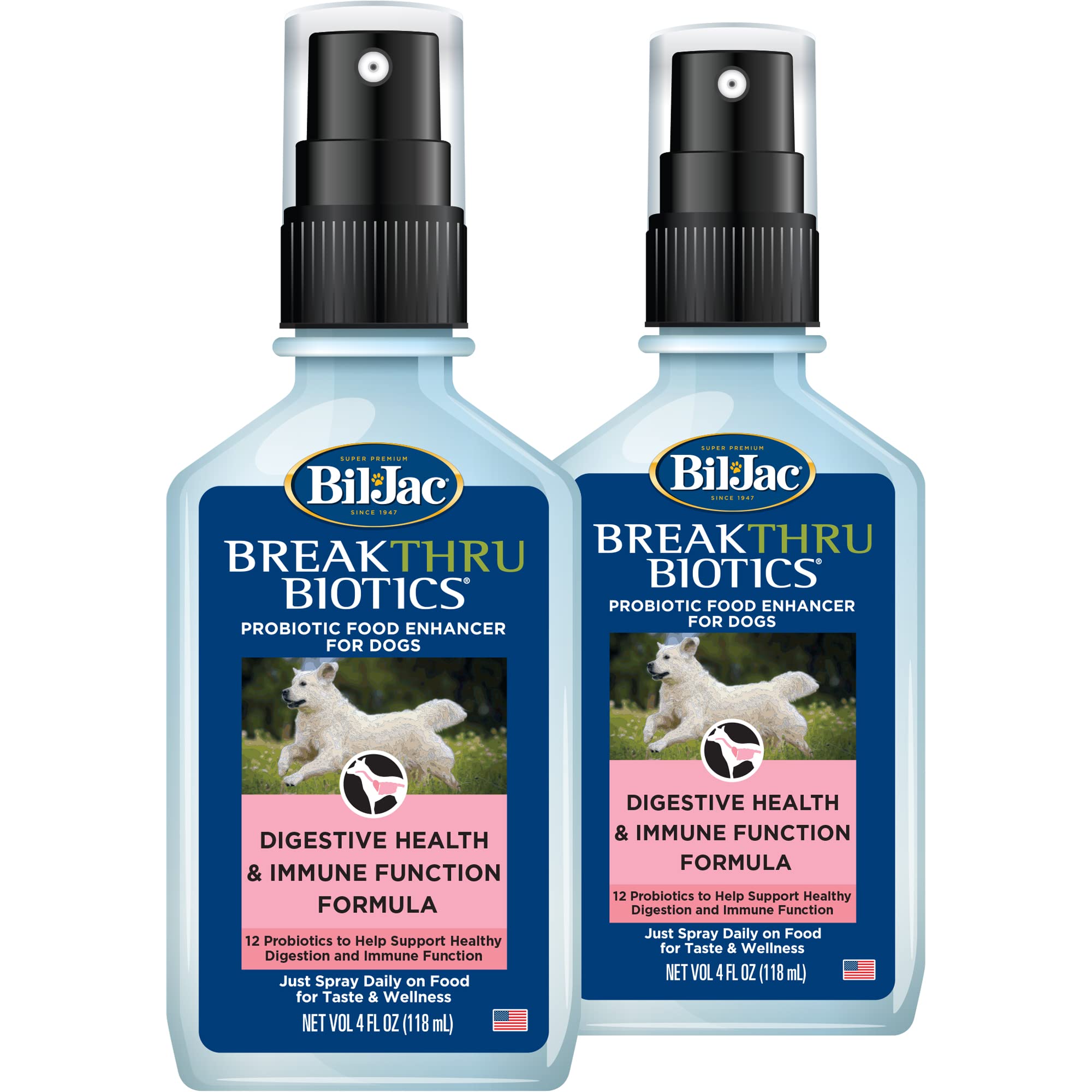 Bil-Jac Breakthru Biotics Probiotic Supplement for Dogs - 2-Pack, Premium Pet Digestive Health Support, Canine Food Enhancer with Natural Ingredients for Gut Balance and Immune System Boost