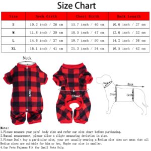 Topbuti Pet Christmas Pajamas Red Black Buffalo Plaid Jumpsuit Dog Cat Soft Winter Clothes Puppy Doggie Checkered Sweater Apparel (Small)