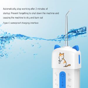 Fumzen Cordless Water Flosser Dental Care for Pets Portable Water Teeth Cleaner for Dogs Oral Irrigator with 3 Modes 2 Jet Tips IPX7 Waterproof Pets Cats Dogs Teeth Cleaning (Blue)