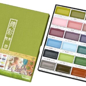 Kuretake GANSAI TAMBI Watercolor Paint Set 24 Colors Set II - Art nouveau, Professional-Quality, for Artists, Beginners, kids, Non-Toxic, Made in Japan