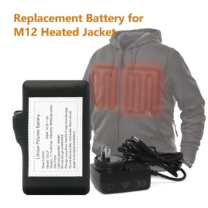 12V Heated Jacket Battery for Milwaukee - 5000mah High Capacity Replacement Li-Polymer Battery Pack fit for Milwaukee Prosmart Dewalt Revean M12 Heated Vest Hoodie Gear (12Volt Charger Included)