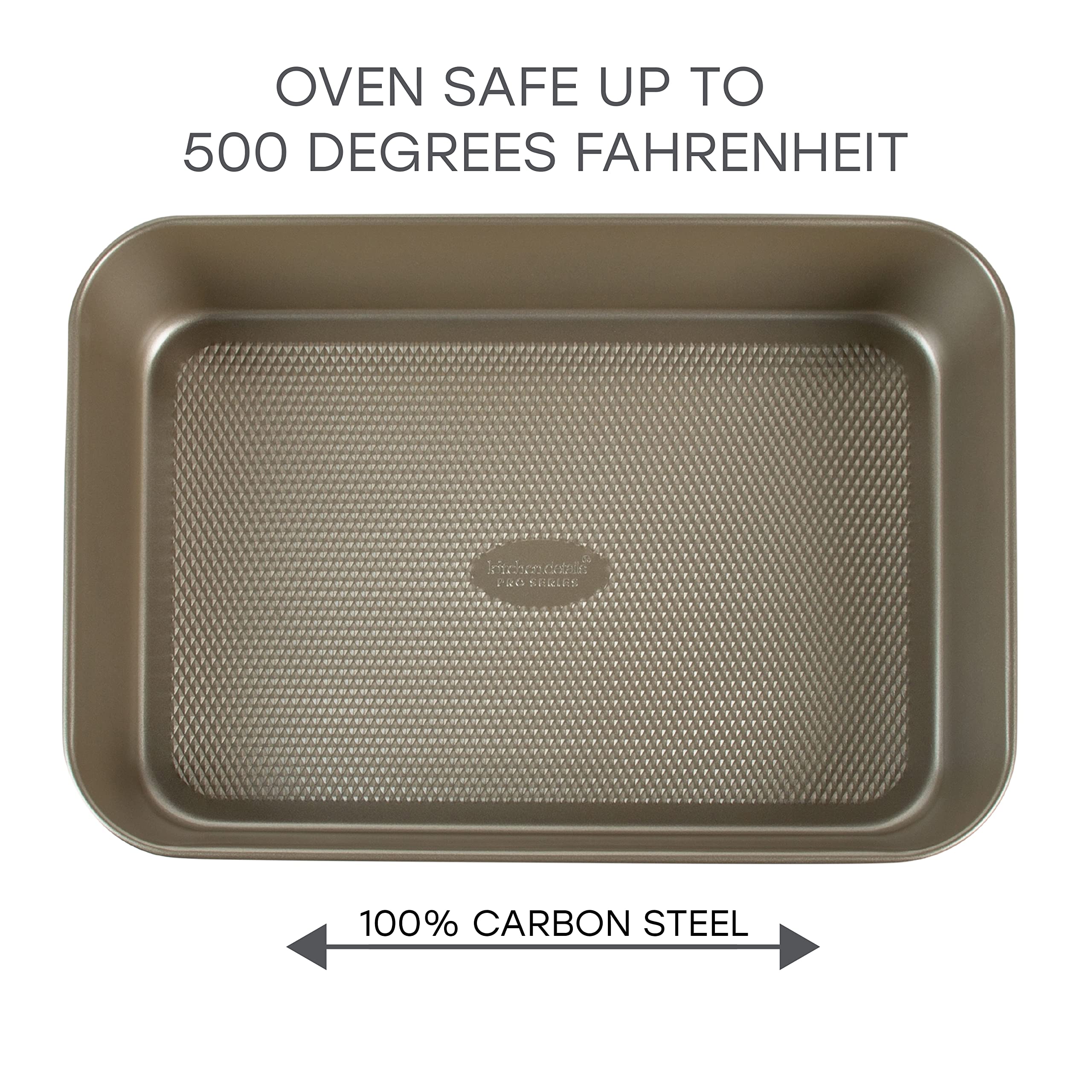 Kitchen Details Pro Series Deep Roasting Pan | Nonstick | Textured Diamond Base | Creates Even Heating | Safe up to 500 Degrees | Durable | Easy to Clean | Bakeware