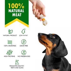 Dog Rawhide Bones Wrapped with Chicken & Pet Natural Chew Treats - Grain Free Meat & Healthy Human Grade Dried Snacks in Bulk - Best Chews for Training Small & Large Dogs - Made for USA