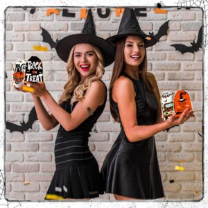 24 Pieces Halloween Party Favor Bag with Drawstring 4 x 6 Inch Canvas Treat Bag Halloween Candy Bag Goodie Bags for Birthday Halloween Party Supplies, 6 Styles