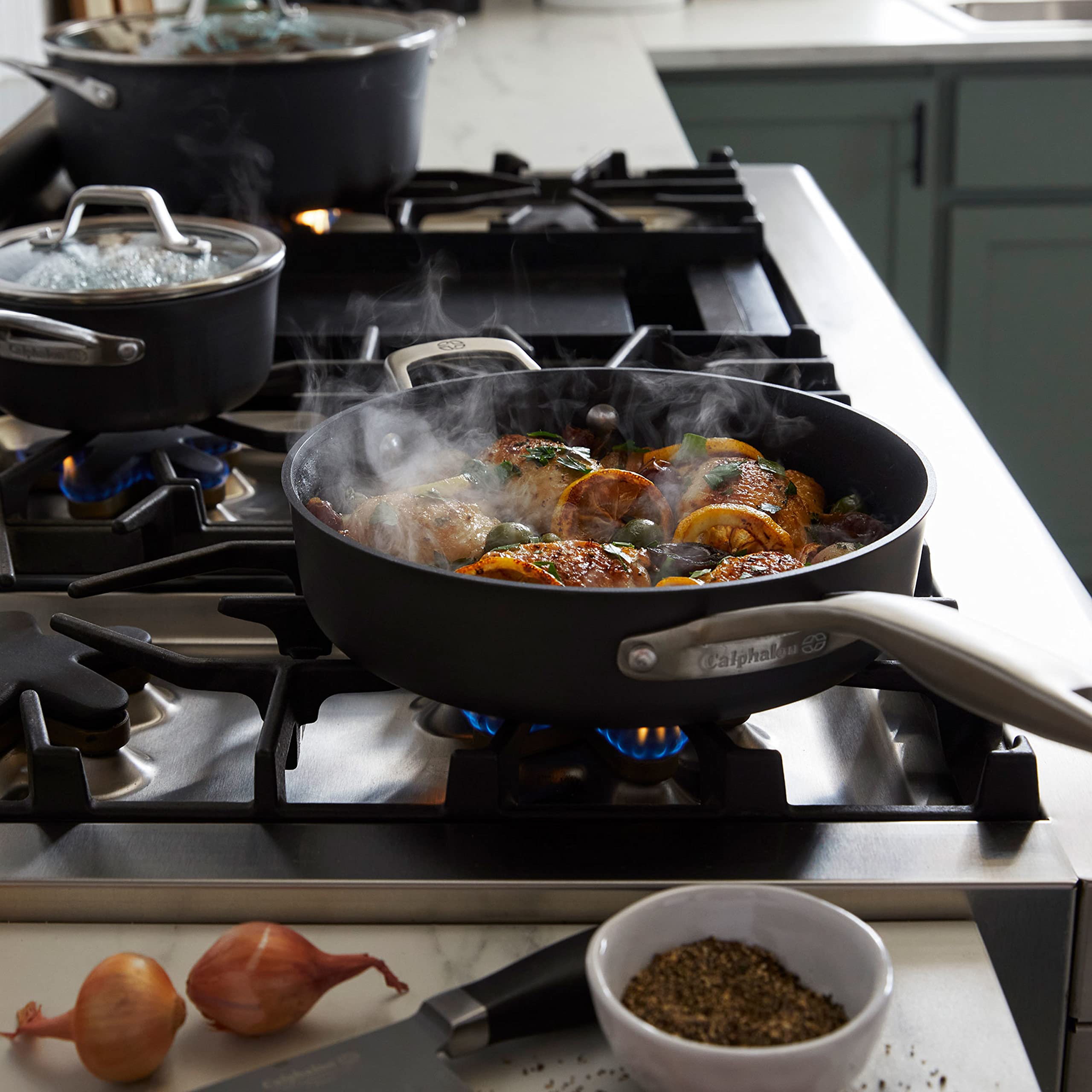 Calphalon Premier Hard-Anodized Nonstick Cookware, 11-Piece Pots and Pans Set, Dishwasher and Oven Safe, with MineralShield Nonstick Technology, Durable and Versatile Kitchen Cookware