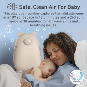 Pure Enrichment PureBaby Kids Bear Air True HEPA Air Purifier - Energy Star Rated, 4 Stage Air Filtration, UV-C Light, & Night Light for Medium-Large Rooms - Baby Nurseries, Kid Bedrooms (Sweet Oat)