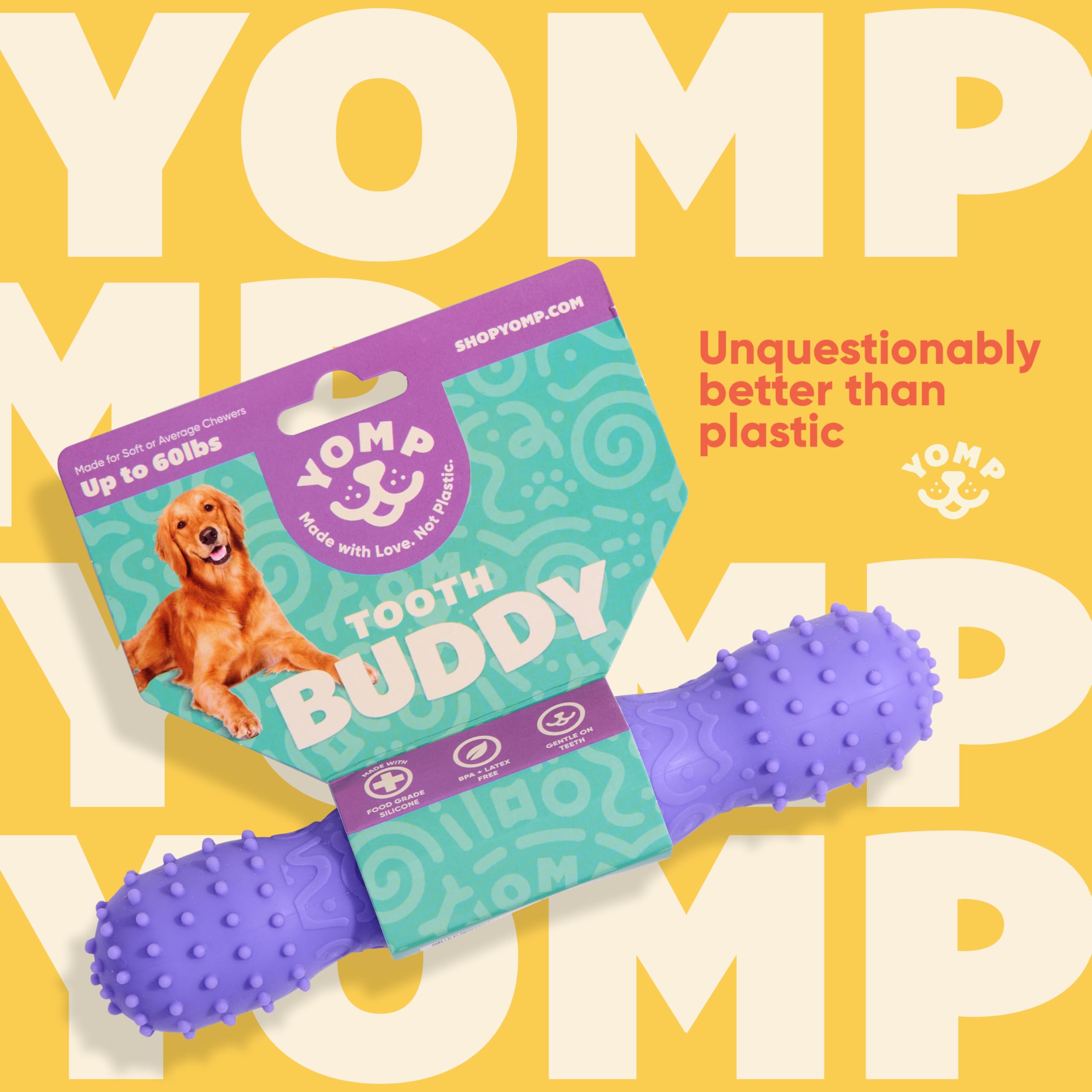 Yomp ToothBuddy Dog Dental Chew Toy - Dog Teething Toy for Soft & Medium Chewers - Dog Toy Bone - Chewing Toy for Dogs - Pet-Safe, Non-Toxic Silicone Dog Toy