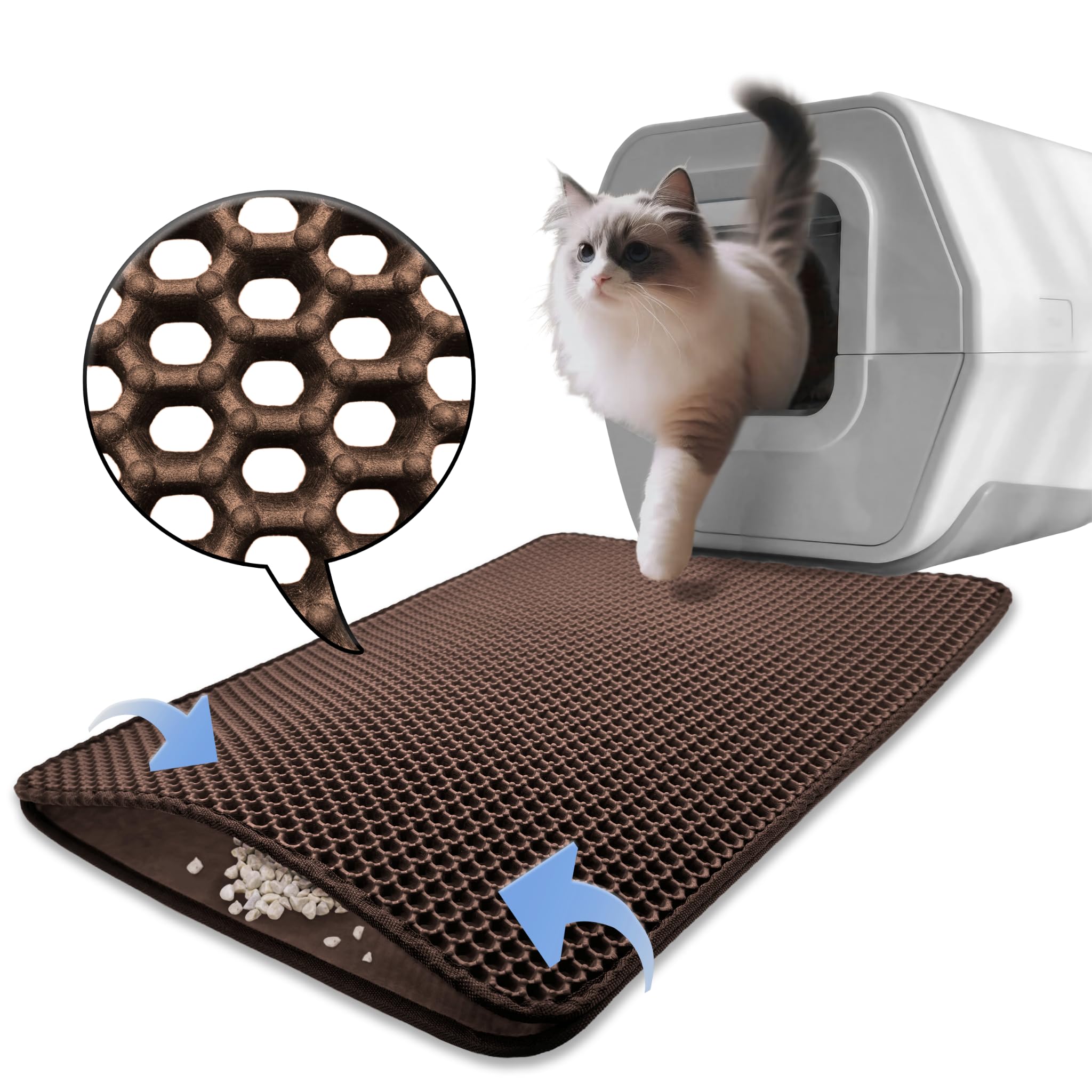 HTTMT- (15.7x12 inch) Pet Supplies Cats Litter & Housebreaking 30X40 Brown Cat litter Mat Double Layer Pad Trapper Folding Pad EVA Foam Rubber