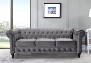 us pride furniture feinstein modern velvet living room 82.3’ wide sofa