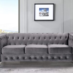 US Pride Furniture Feinstein Modern Velvet Living Room 82.3’ Wide Sofa