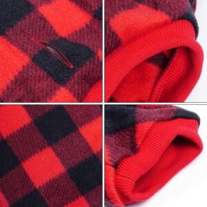 Topbuti Pet Christmas Pajamas Red Black Buffalo Plaid Jumpsuit Dog Cat Soft Winter Clothes Puppy Doggie Checkered Sweater Apparel (Small)