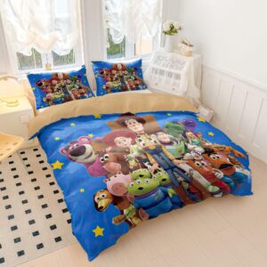 LHASA Animation Toy Series Duvet Cover 3 Piece Bed Set,Room Personality Bedding Decor for Teens, Kids and Adults (02,Twin 68x86in + 20x30in)