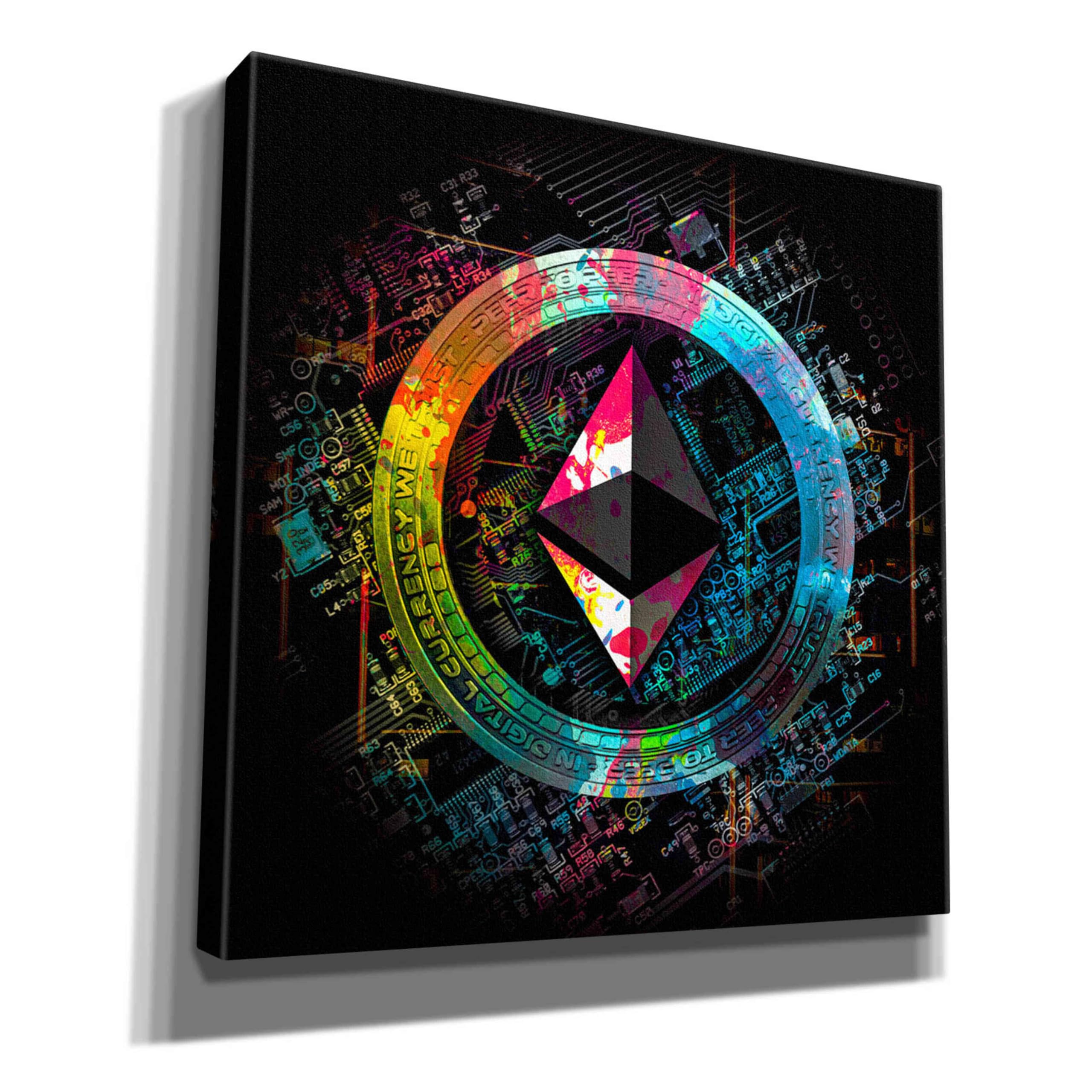 Epic Graffiti 'Ethereum Crypto Power' by Epic Portfolio Giclee Canvas Wall Art, 18"x18"