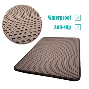 HTTMT- (15.7x12 inch) Pet Supplies Cats Litter & Housebreaking 30X40 Brown Cat litter Mat Double Layer Pad Trapper Folding Pad EVA Foam Rubber