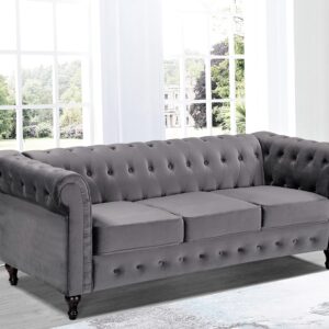 US Pride Furniture Feinstein Modern Velvet Living Room 82.3’ Wide Sofa