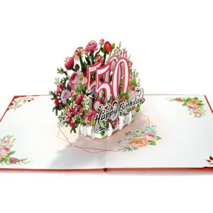 CUTPOPUP Birthday Card Pop Up, Mother's Day, 3D Greeting Card (50th Happy Birthday)