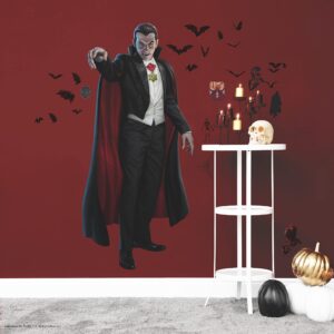 universal pictures rmk5211gm classic monsters dracula peel and stick wall decals, black, white