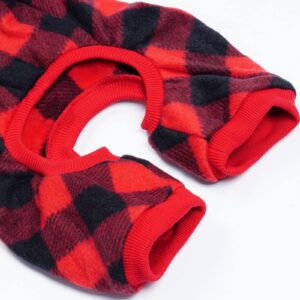 Topbuti Pet Christmas Pajamas Red Black Buffalo Plaid Jumpsuit Dog Cat Soft Winter Clothes Puppy Doggie Checkered Sweater Apparel (Small)