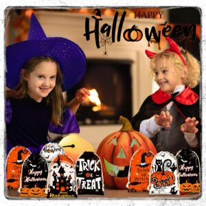 24 Pieces Halloween Party Favor Bag with Drawstring 4 x 6 Inch Canvas Treat Bag Halloween Candy Bag Goodie Bags for Birthday Halloween Party Supplies, 6 Styles