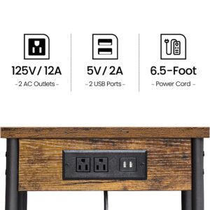 TUTOTAK Nightstand with Charging Station, End Table, Side Table with USB, 21.8”H Night Stand with Storage Shelf, Sofa Couch Table V1TB01BB025 (1 pc)