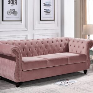 US Pride Furniture Modern Velvet Upholstered Living Room 82.6" Wide Sofas, Rose (S5667NN-S5682NN)