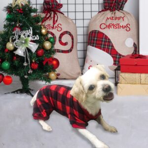 Topbuti Pet Christmas Pajamas Red Black Buffalo Plaid Jumpsuit Dog Cat Soft Winter Clothes Puppy Doggie Checkered Sweater Apparel (Small)