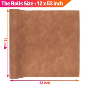 Funcolor Frosted Faux Leather Roll: 12x52 Inch Brown Soft Faux Suede Fabric Synthetic Solid Leatherette Sheet for Sewing Crafts Making Earring Bows