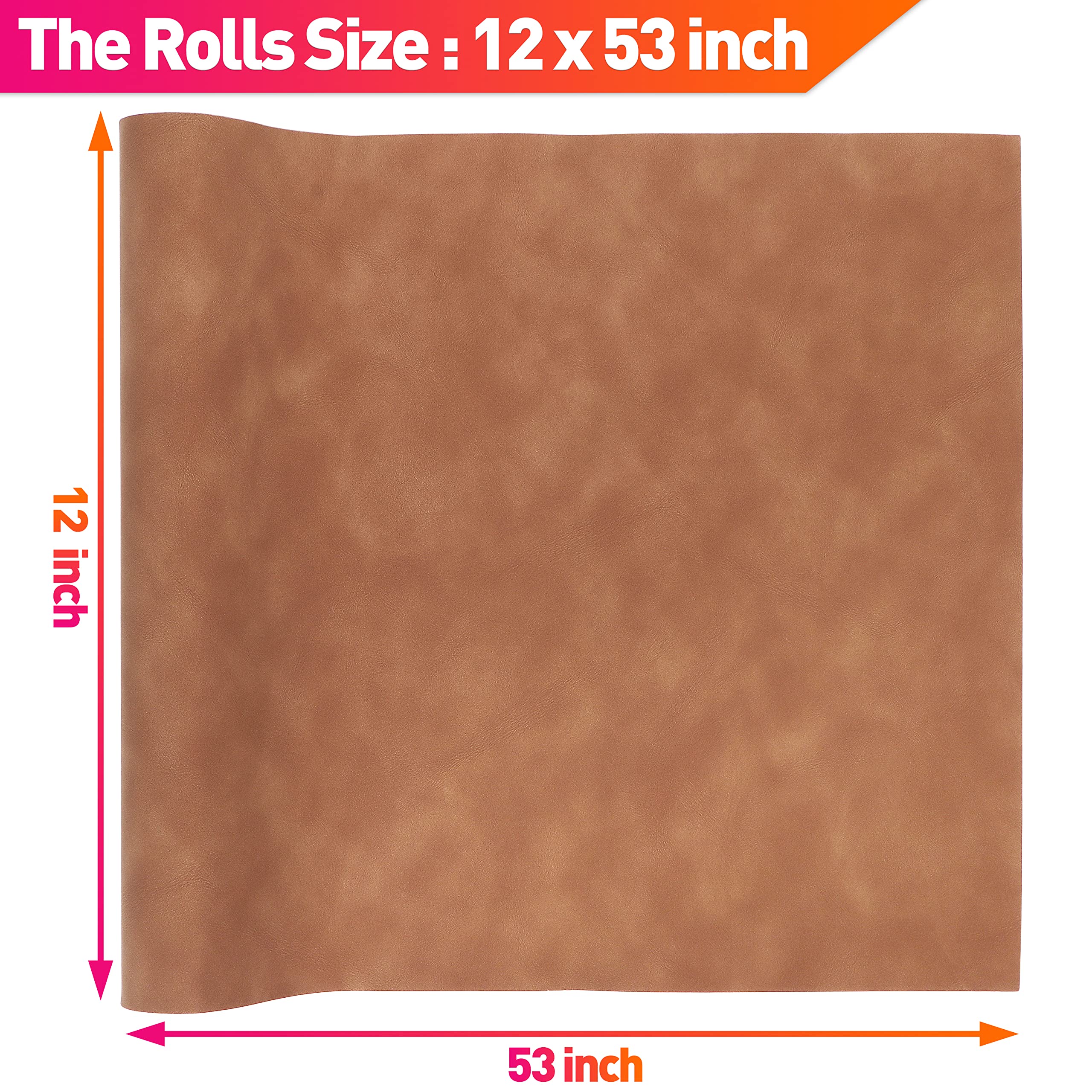 Funcolor Frosted Faux Leather Roll: 12x52 Inch Brown Soft Faux Suede Fabric Synthetic Solid Leatherette Sheet for Sewing Crafts Making Earring Bows