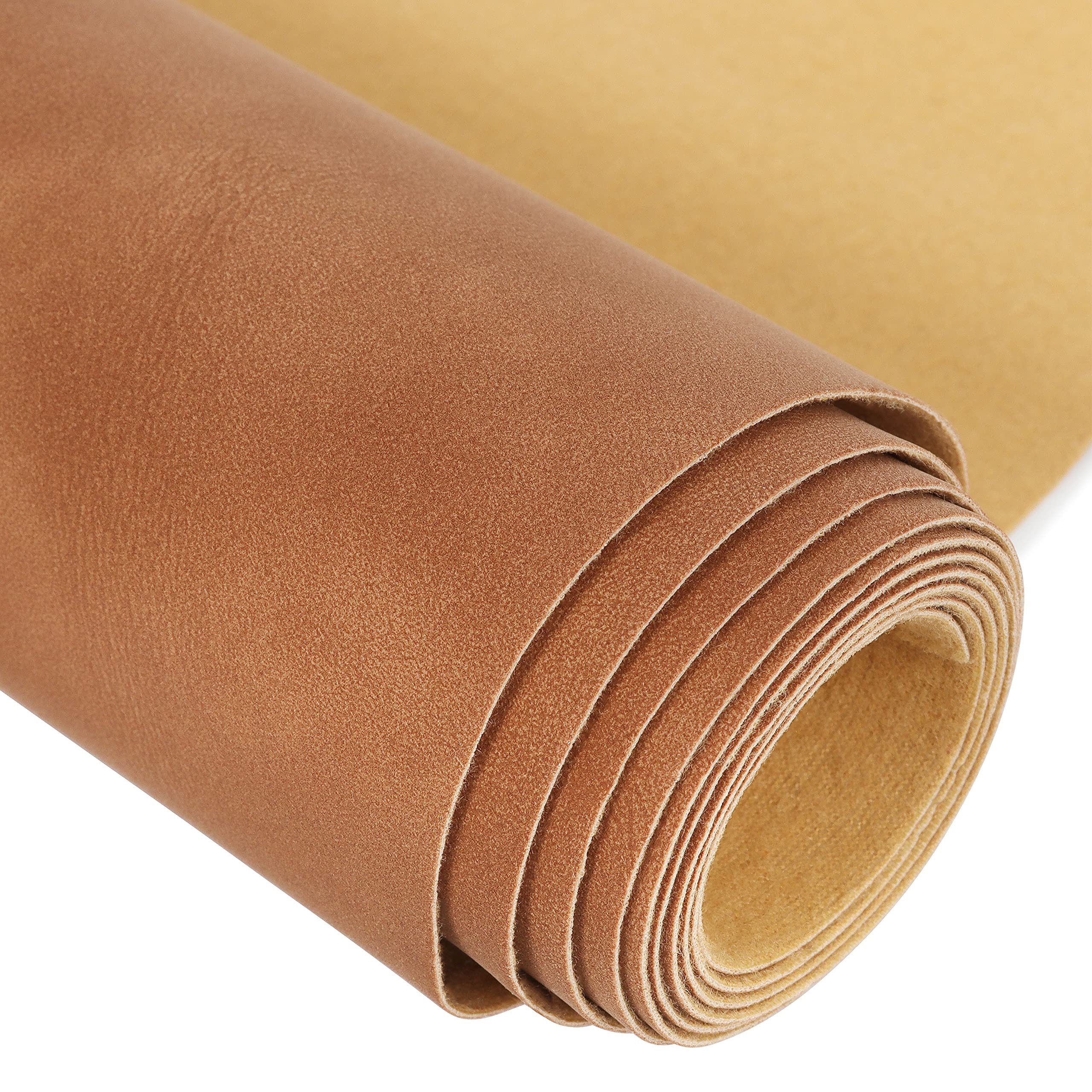 Funcolor Frosted Faux Leather Roll: 12x52 Inch Brown Soft Faux Suede Fabric Synthetic Solid Leatherette Sheet for Sewing Crafts Making Earring Bows