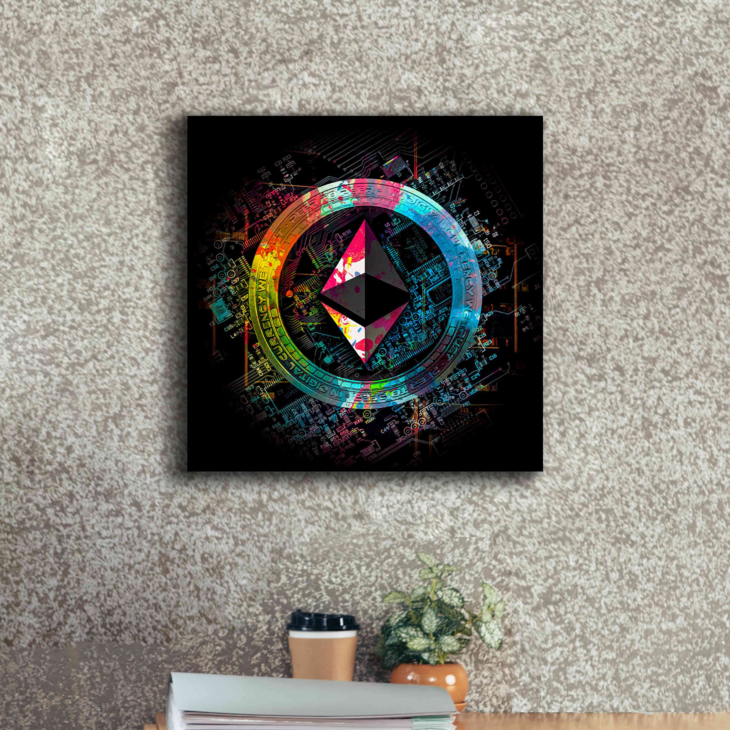 Epic Graffiti 'Ethereum Crypto Power' by Epic Portfolio Giclee Canvas Wall Art, 18"x18"