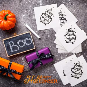 Halloween Baby Shower Napkins, A Baby is Brewing Baby Shower Decorations Halloween Baby Napkins Shower Gender Reveal Party Decorations Halloween Baby Shower Disposable Napkins 5 x 5 In (100 Pcs)