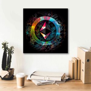 Epic Graffiti 'Ethereum Crypto Power' by Epic Portfolio Giclee Canvas Wall Art, 18"x18"