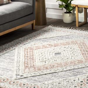 nuLOOM Acacia Geometric 8x10 Area Rug for Living Room Bedroom Dining Room Kitchen, Beige/Ivory