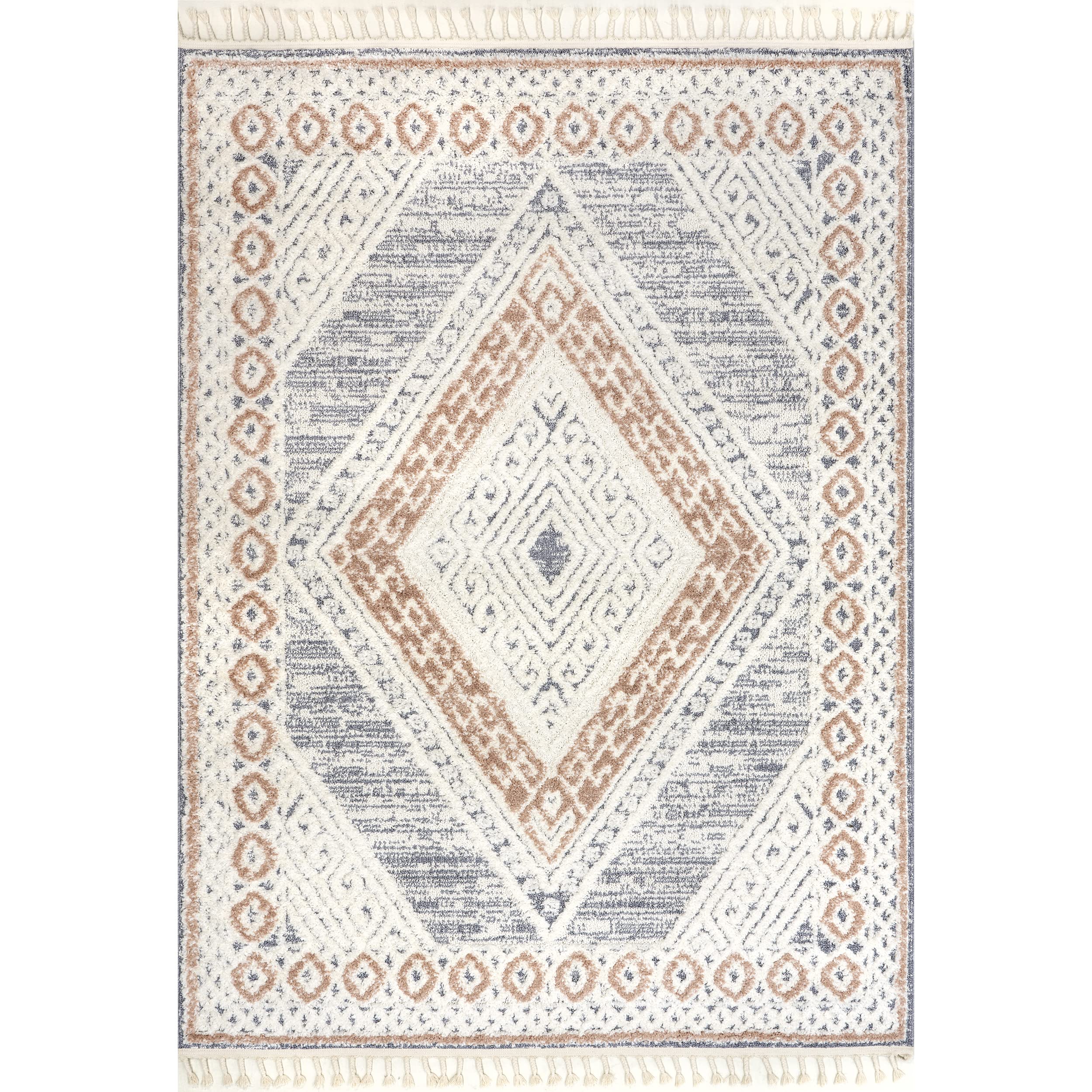 nuLOOM Acacia Geometric 8x10 Area Rug for Living Room Bedroom Dining Room Kitchen, Beige/Ivory