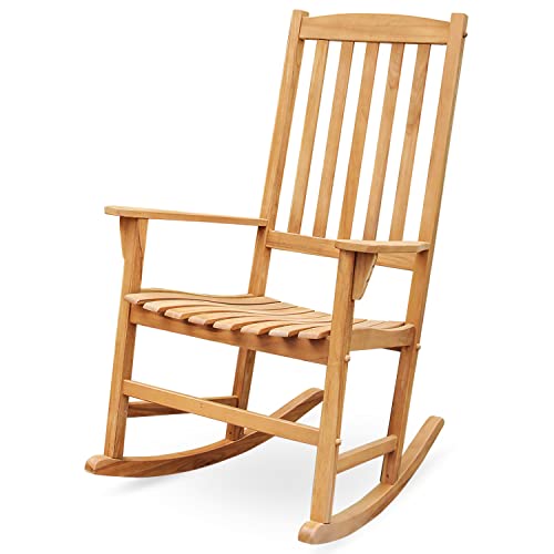 Cambridge Casual Bentley Outdoor Porch Rocking Chair for Patio Furniture, Teak Wood