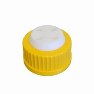 4- Port Solvent Delivery Cap for Glass Bottles, GL45, Yellow, Complete Kit