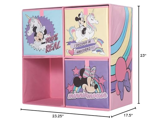 Idea Nuova Disney Minnie Mouse Collapsible Soft Storage Cubby with 3 Collapsible Cubes