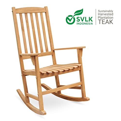 Cambridge Casual Bentley Outdoor Porch Rocking Chair for Patio Furniture, Teak Wood