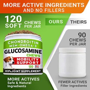 Glucosamine Treats + Allergy Relief Dog Bundle - Joint Supplement w/Omega-3 Fish Oil + Itchy Skin Relief - Chondroitin, MSM + Pumpkin + Enzymes + Turmeric - Skin & Coat - 120+240 Chews - Made in USA