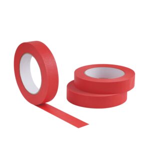 Lichamp 3 Pack Red Painters Tape 1 inch, Red Masking Tape 1 inch x 55 Yards x 3 Rolls (165 Total Yards)