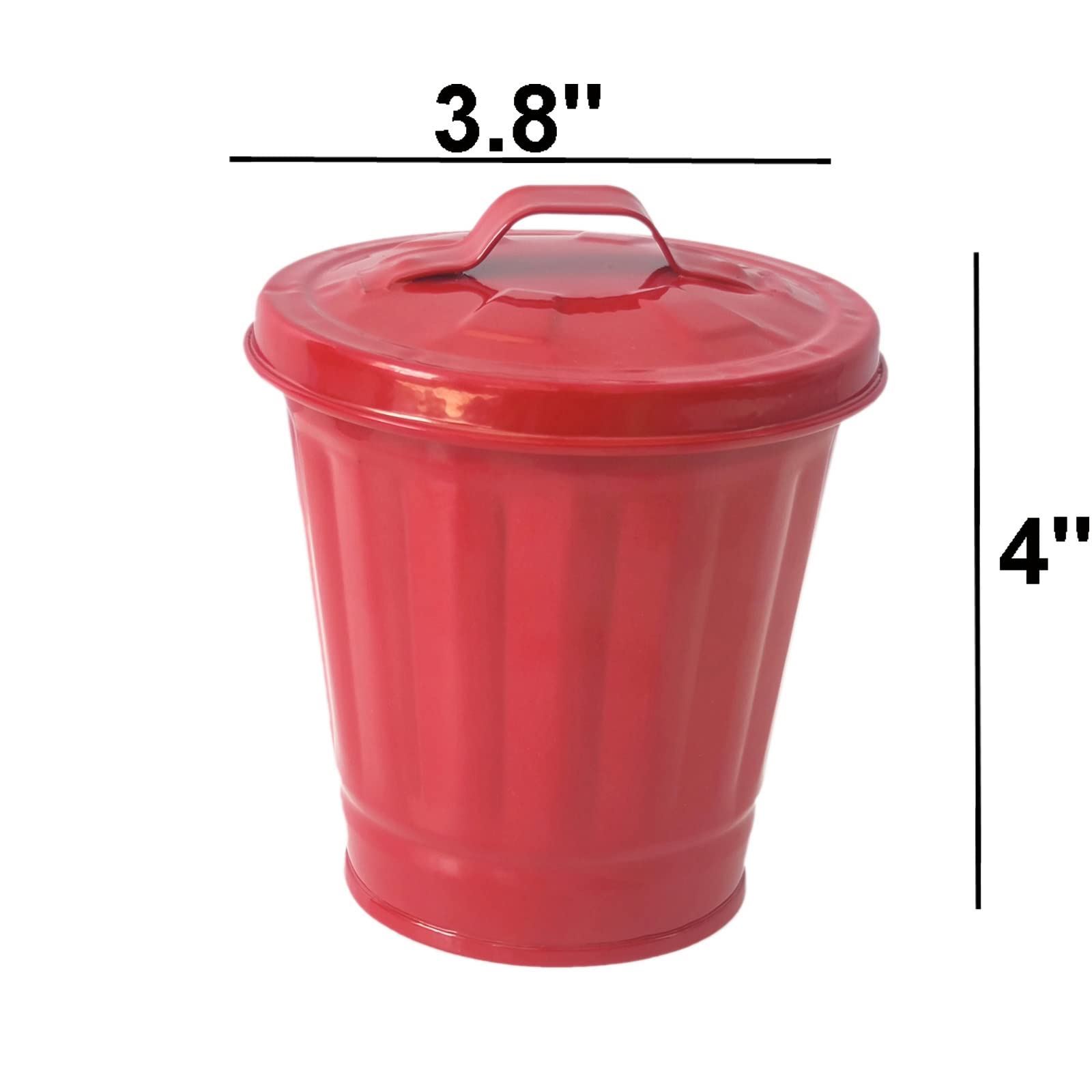 AITING Mini Trash can & Iron Garbage can Pencil Cup Holder 2pcs (Red)