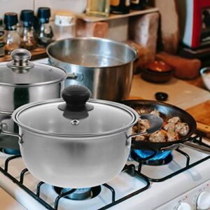 Tofficu Nonstick Stock Pots Kitchen Stockpot Stainless Steel Soup Pot Cooking Pot with Handle and Lid Milk Warmer Pot Pasta Pot Sauce Pan for Home Restaurant 16cm Hot Pot Stainless Steel