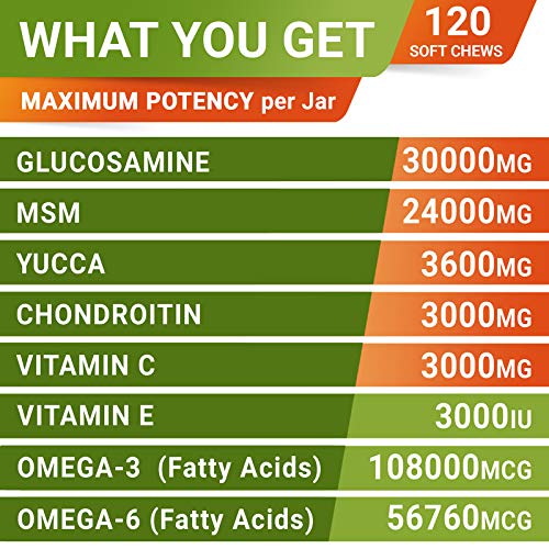 Glucosamine Treats + Allergy Relief Dog Bundle - Joint Supplement w/Omega-3 Fish Oil + Itchy Skin Relief - Chondroitin, MSM + Pumpkin + Enzymes + Turmeric - Skin & Coat - 120+240 Chews - Made in USA