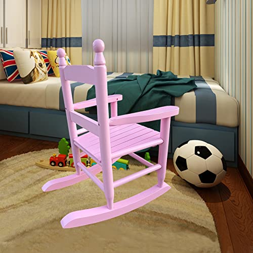 Pvillez Kids Rocking Chair for Toddlers, Childs Rocker Chair, Wooden Rocking Lounge Chairs for Girl Boy Indoor Outdoor Features Classic Rocker Design and Hardwood Construction