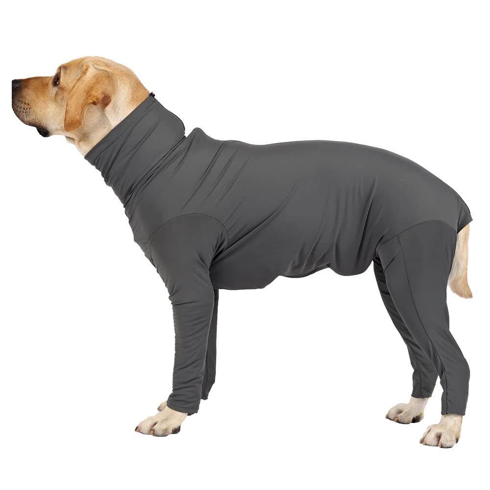 Dog Long Sleeve Onesies for Surgery Recovery Full Body Suit for Shedding, Dog Pjs for Large Dogs Lightweight (XL, Dark Grey)