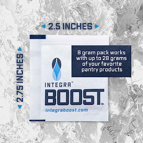 Integra Boost 62% RH Level - 8 Gram Size - Two-Way Humidity Control Pack - Includes Replacement Indicator Cards - Food Storage & Herbs Moisture Balancer for Up to 1oz (Pack of 6)