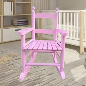 Pvillez Kids Rocking Chair for Toddlers, Childs Rocker Chair, Wooden Rocking Lounge Chairs for Girl Boy Indoor Outdoor Features Classic Rocker Design and Hardwood Construction