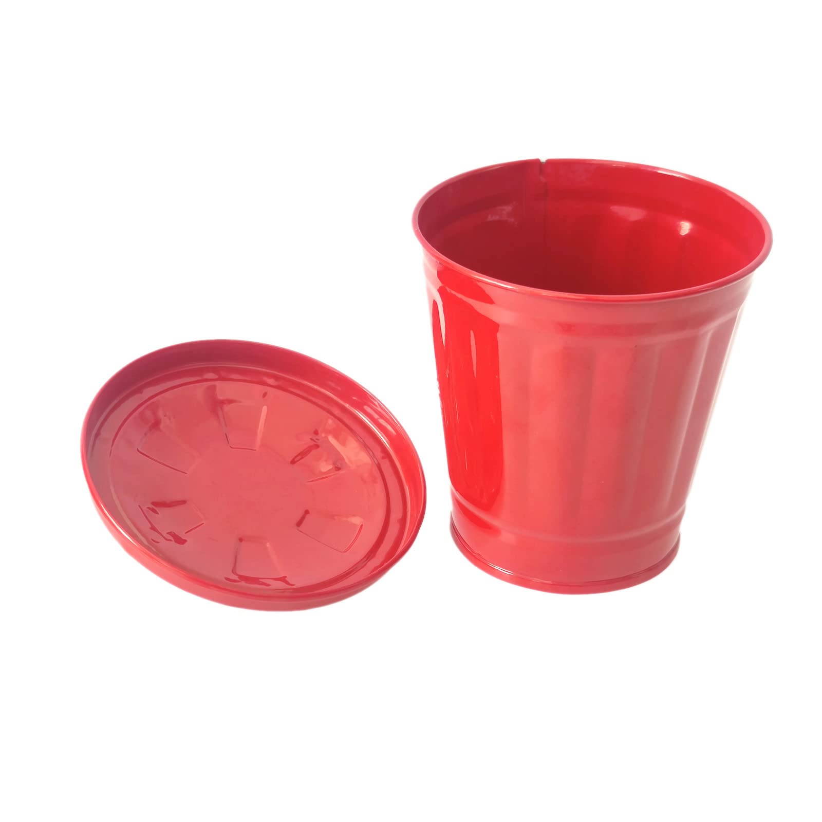 AITING Mini Trash can & Iron Garbage can Pencil Cup Holder 2pcs (Red)